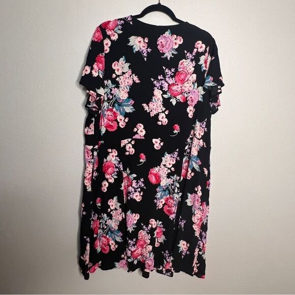 Torrid Mini Gauze Lace-Up Skater  Floral Print Dress Black size 3 3X - Picture 5 of 9
